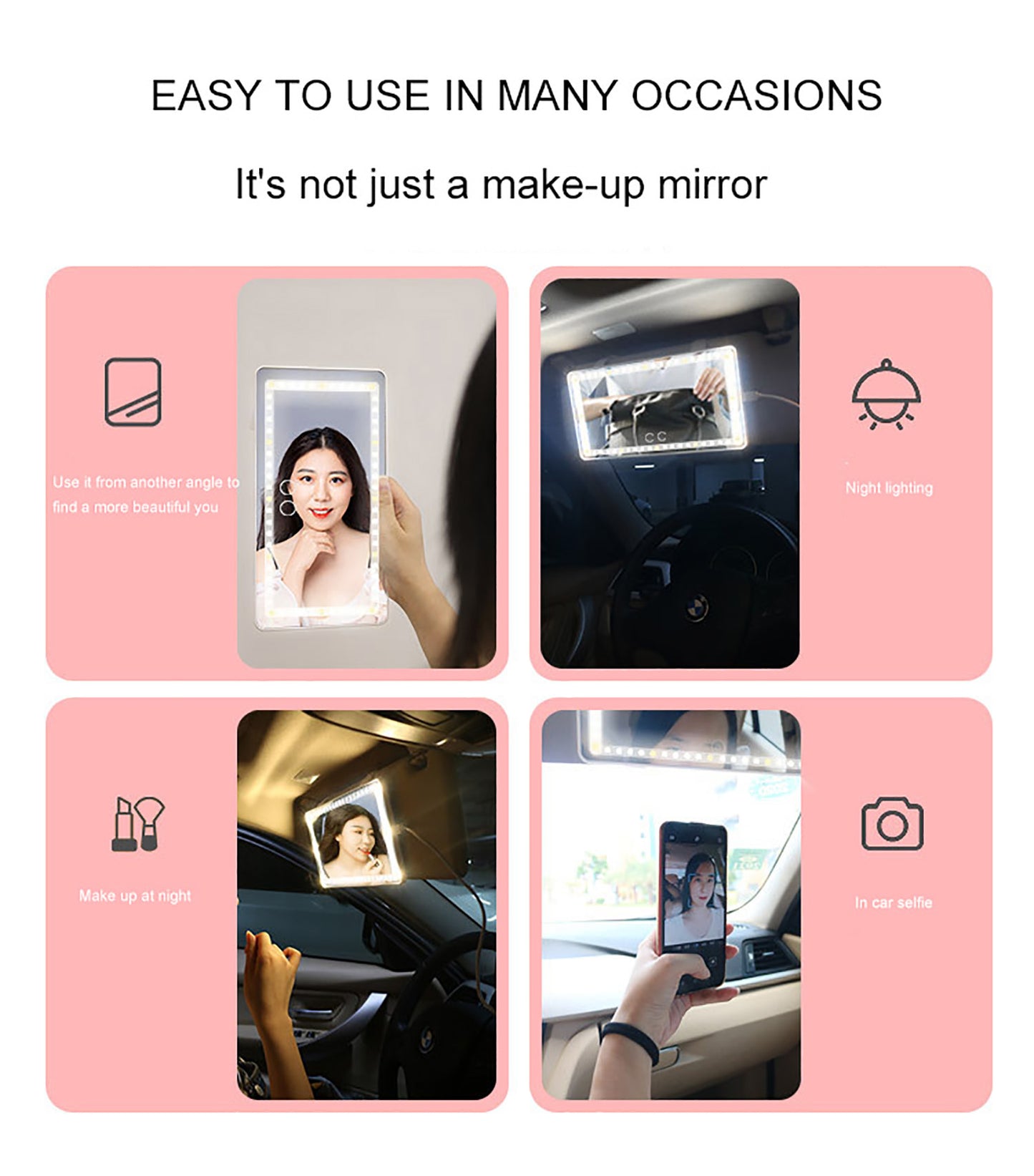 Universal Car Sun Visor Mirror LED Makeup Mirror